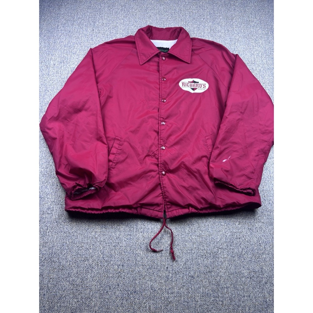 Vintage‎ Bridgeport Coach Jacket Made USA Red Workwear Paint Co Large